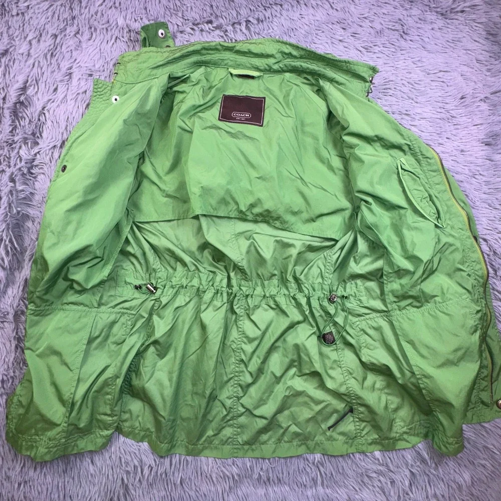 Coach Rain Coat Women's M Green Hooded Utility Jacket Slimming Luxury‎ Military